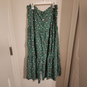 Max Studio Floral Cream Green Skirt XL
